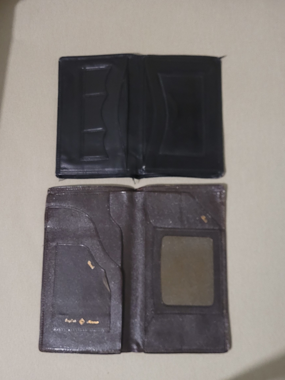 2 Bifold 1940's Wallets - Black and Dark Brown Leather